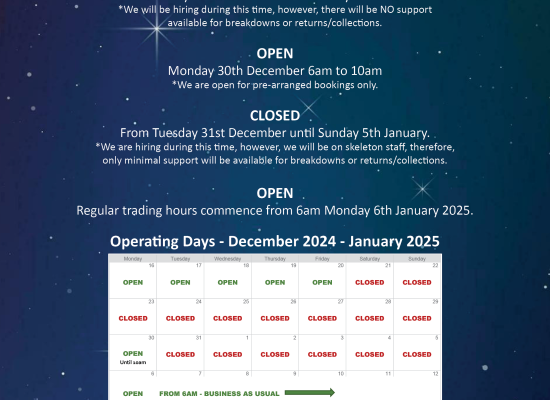 Christmas holiday trading days 2024/2025