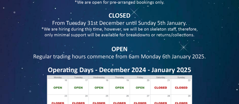 Christmas Holiday Trading Days 2024/2025